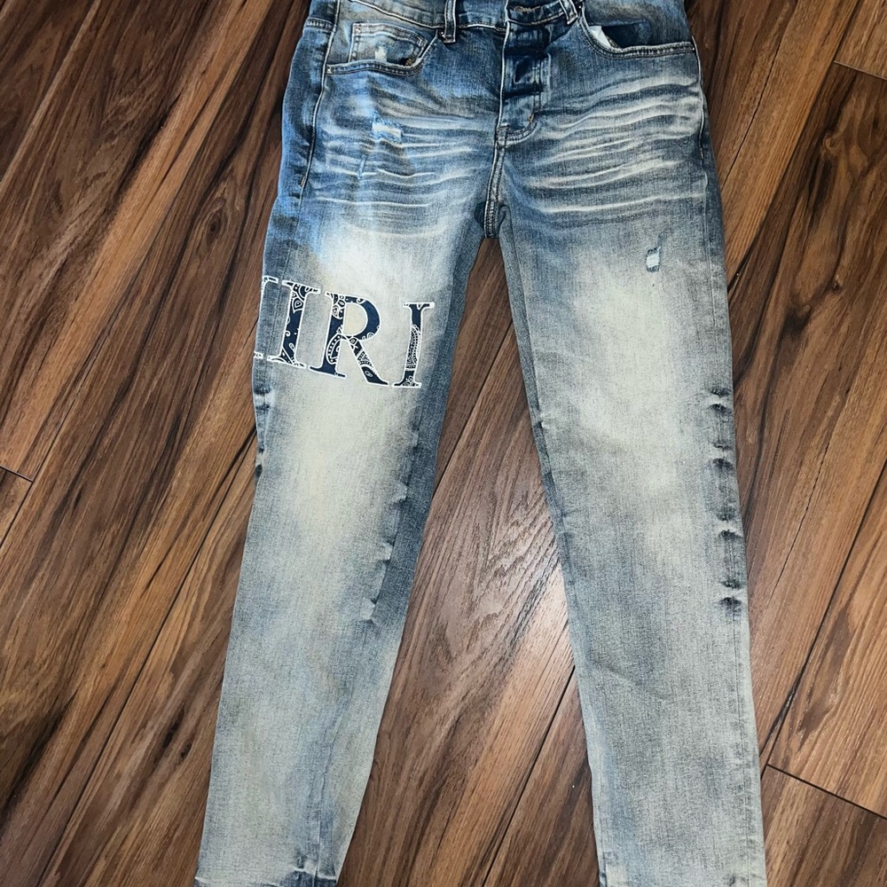 Amiri blue bandanna jeans